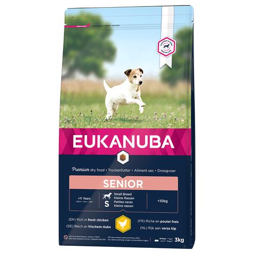 3x 3kg Eukanuba Caring Senior Small Breed Huhn Hundefutter trocken