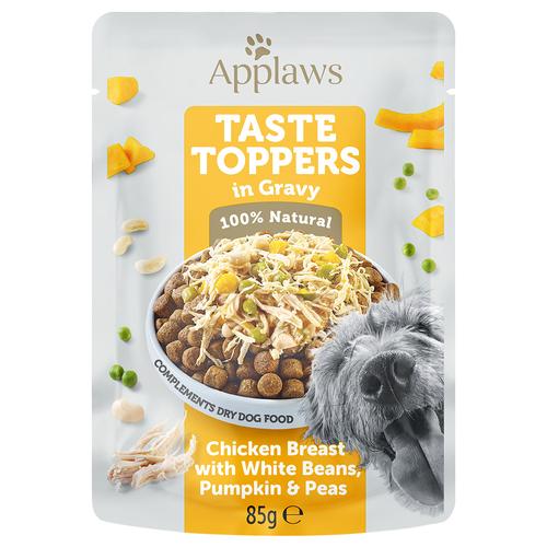 12x85g Applaws Hund Taste Toppers in Soße Huhn, Erbsen, Kürbis & weiße Bohnen Hundefutter nass