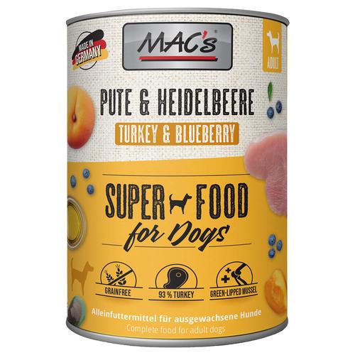 6x800g MAC's Adult Pute & Heidelbeere Hundefutter nass