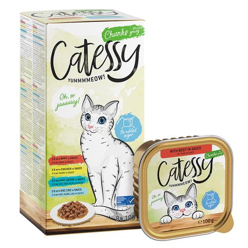 32 x 100 g Mixpack Schälchen Häppchen in Sauce Catessy Katzenfutter nass