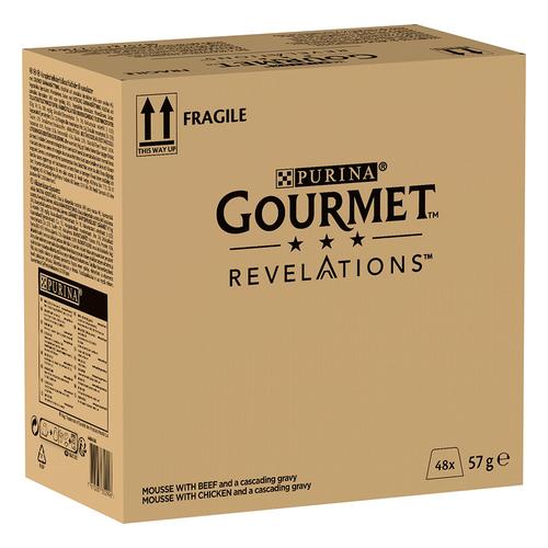48x 57g Gourmet Revelations Mousse Rind und Huhn Katzenfutter nass