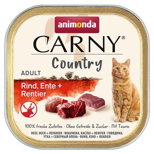 Sparpaket 64x100g animonda Carny Country Adult Rind, Ente + Rentier Katzenfutter nass