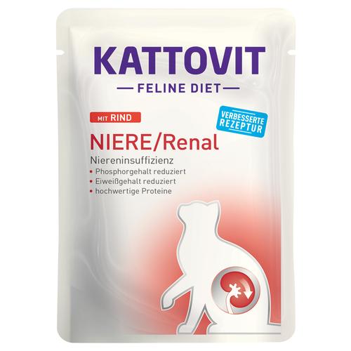 24 x 85 g Kattovit Niere/Renal Pouch Rind Katzenfutter nass