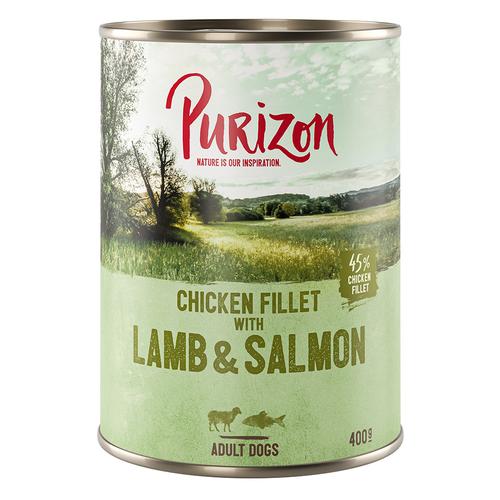 Sparpaket Purizon Adult 12 x 400 g - Hühnerfilet mit Lamm & Lachs, Kartoffel & Birne