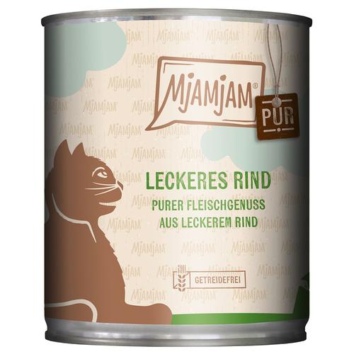 Sparpaket 24x800g MjAMjAM purer Fleischgenuss leckeres Rind pur Katzenfutter nass