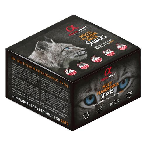 18 x 35 g Alpha Spirit Multi-Flavour Snacks for Cats Katze Nassfutter