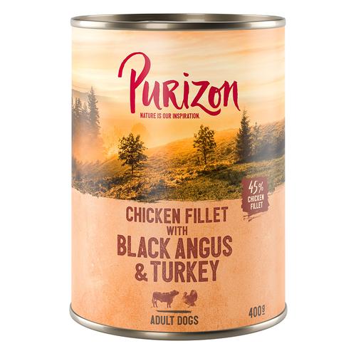 Sparpaket Purizon Adult 12 x 400 g - Hühnerfilet mit Black Angus & Truthahn, Süßkartoffel und...