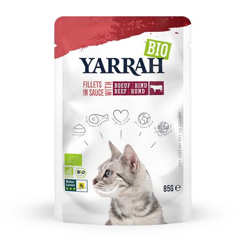 14x85g Yarrah Bio Filets in Soße mit Bio-Rind Katzenfutter nass