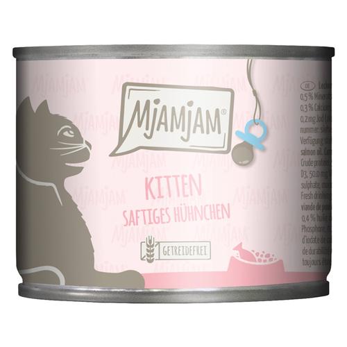 Sparpaket 24x200g MjAMjAM Kitten saftiges Hühnchen mit Lachsöl Katzenfutter nass