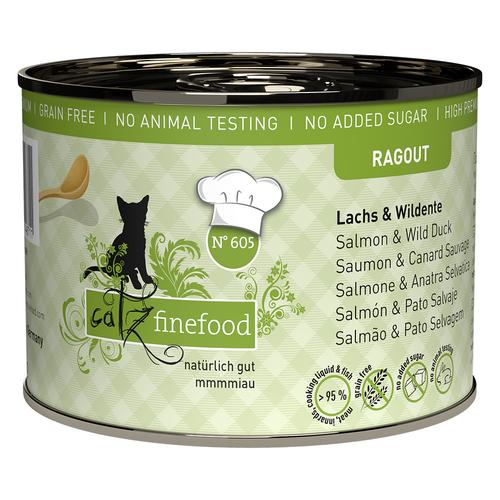 24x 190g catz finefood Ragout No.605 Lachs & Wildente Katzenfutter nass