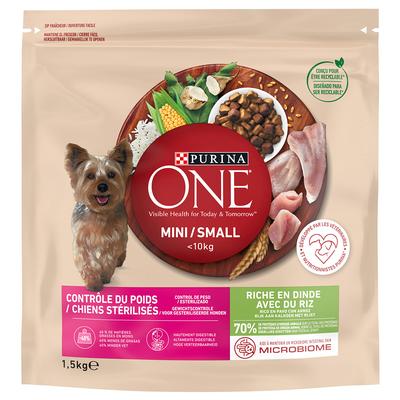9kg Purina One Mini Weight Control / Sterilised Truthahn & Reis Hundefutter trocken