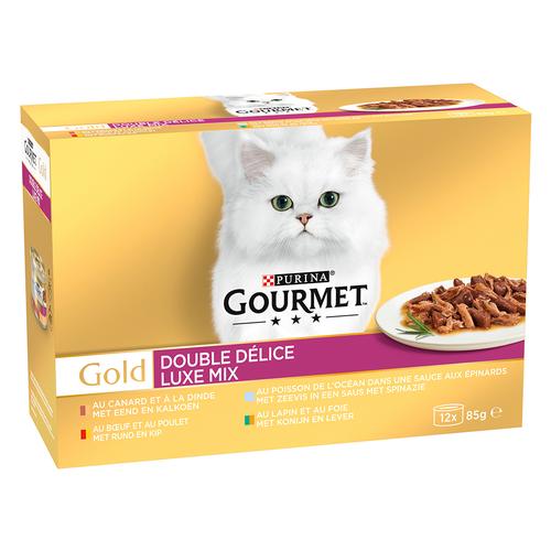 Sparpaket: 24x85g Gourmet Gold Duo Delice Luxus-Mix Katzenfutter nass