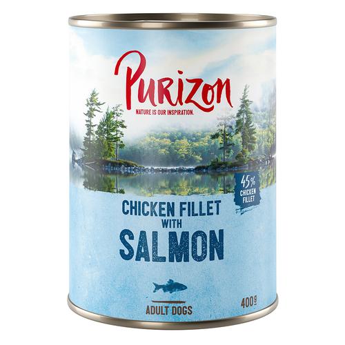 Sparpaket Purizon Adult 24 x 400 g - Hühnerfilet mit Lachs mit Spinat & Kokos