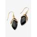 Women's Gold-Plated Onyx & Cubic Zirconia Drop Earrings by PalmBeach Jewelry in Gold