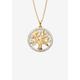 Women's Gold over Silver Tree of Life Pendant Diamond Accent with 18 in Chain by PalmBeach Jewelry in Silver