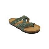 Women's Suede Leather Braided Criss Cross Footbed Sandal by GaaHuu in Olive (Size 8 M)