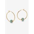 Women's Goldtone Charm Hoop Earrings (32mm) Round Simulated Birthstone by PalmBeach Jewelry in December