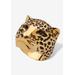 Women's Yellow Gold-Plated Black Crystal Leopard Ring by PalmBeach Jewelry in Crystal (Size 10)