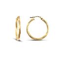 Jewelco London Ladies 9ct Yellow Gold Twisted 2.5mm Hoop Earrings 25mm