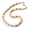Avalaya Light Cream Freshwater Pearl Necklace with Crystal Rings (8mm)