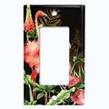 WorldAcc 1-Gang Toggle Light Switch Plate (Pink Flamingos Pink Fern Flower Black Gold Leaves - Single Toggle) in Black/Pink/Yellow | Wayfair