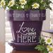 Personalization Mall Love Grows Here Personalized Purple Flower Pot Planter Ceramic/Stone in Indigo | 5.25 H x 5.25 W x 5 D in | Wayfair 15622-P