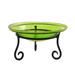 Fleur De Lis Living 12 Inch Crackle Birdbath w/ Short Stand Glass in Green | 7 H x 12.5 W x 12.5 D in | Wayfair A7498D884F334E758703DDC726EDCFCF