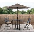 Canora Grey Canora Gray Elmfield 3-Piece High-Dining Set In Chili Red w/ 2 Swivel Chairs, 33-Inch Square Table & 9-Ft. Umbrella | Outdoor Dining | Wayfair
