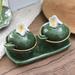 Dakota Fields Summer Frangipani 5 Piece Condiment Set Ceramic in Green | 2.4 H x 2.8 W x 2.8 D in | Wayfair 17B95534505D45B7B553A89A95AD075E
