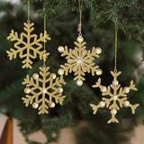 The Holiday Aisle® Handmade Glittering Snowfall Holiday Shaped Ornament Glass in Gray/Yellow | 5.25 H x 6.69 W x 6.69 D in | Wayfair