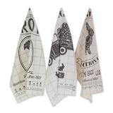 Trinx 3 Piece Asst Cottontail Cottage Printed Oversize Flour Sack Dish Cloth Set Flour Sack in Gray | 30 H x 20 W in | Wayfair