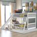 Modern Pine Wood Twin over Twin Bunk Bed with Full Length Guardrail, Slide and Inclined Ladder