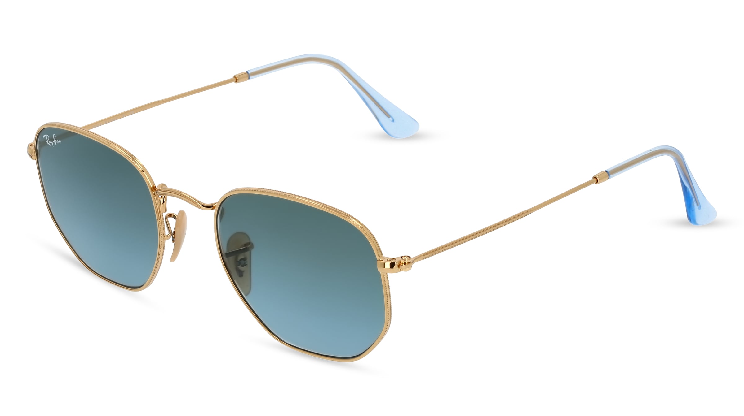 Ray-Ban RB 3548N HEXAGONAL Herren-Sonnenbrille Vollrand Panto Edelstahl-Gestell, gold