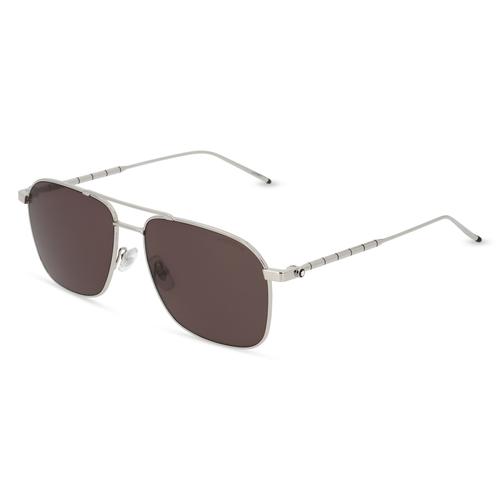 Montblanc MB0214S Herren-Sonnenbrille Vollrand Pilot Metall-Gestell, silber