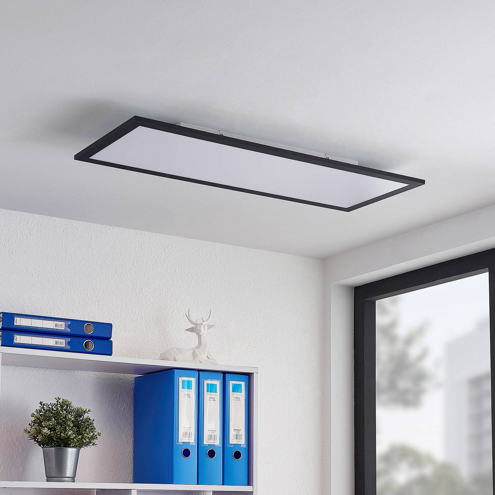 LED Panel Nelios Lindby, schwarz, für Wohn- / Esszimmer, Aluminium, Modern, LED Panel