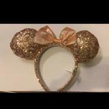 Disney Accessories | Disney Parks Glitter Imagination Pink Sequin Bow Minnie Mouse Ears Headband | Color: Gold | Size: Os