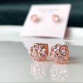 Kate Spade Jewelry | Kate Spade New York Rose Gold Cubic Zirconia Flower Earrings | Color: Gold/White | Size: Os