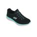 Women's Skechers Summits Mesh Bungees Slip-Ons, Black/Turquoise 11 W Wide, Fabric Lining