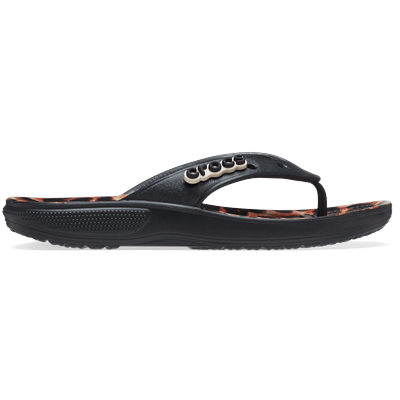 Crocs Black / Leopard Classic Crocs Animal Remix Flip Shoes Crocs Black /...
