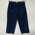 J. Crew Jeans | J Crew Wide Leg Crop High Rise Jeans Dark Wash Denim Stretch Womens Size 28 | Color: Blue | Size: 28