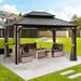 GDY 10 Ft. W x 12 Ft. D Metal Patio Gazebo Hardtop/Metal in Black | 117 H x 106 W x 132 D in | Wayfair GA-HTG014