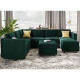 Green Sectional - Latitude Run® Chanaye 26.4" Wide Velvet Symmetrical Modular Corner Sectional 9-Pieces Sofa Set w/ Ottoman Velvet | Wayfair