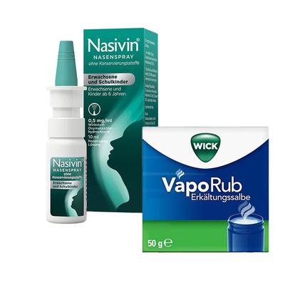Wick VapoRub Erkältungssalbe + Nasivin Nasenspray für Erwachsene und Schulkinder 1 St Set Image