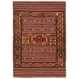 ECARPETGALLERY Hand-knotted Tajik Caucasian Dark Red Wool Rug - 4'0 x 5'9