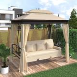 Outdoor Gazebo with Convertible Swing Bench for Lawn, Garden, Backyard