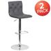 2 Pack Contemporary Button Tufted Adjustable Height Barstool with Chrome Base - 15"W x 18"D x 35.25" - 43.75"H