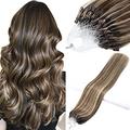 0.5g Micro Loop Hair 0.5g/s 100s Straight Human Hair Extensions Easy Loop Brazilian Remy Hair Micro Ring Hair Extensions (14 inch, P#4/613)