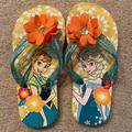 Disney Shoes | Disney Frozen Girl Flip Flops - Ana And Elsa | Color: Yellow | Size: 9g