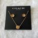 Coach Jewelry | Coach Open Circle Necklace And Tea Rose Stud Set. | Color: Gold | Size: Os