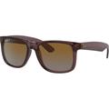 Ray-Ban Justin Sunglasses - Mens Gradient Brown Polarized Lenses Transparent Dark Brown Frame 51 RB4165-6597T5-51